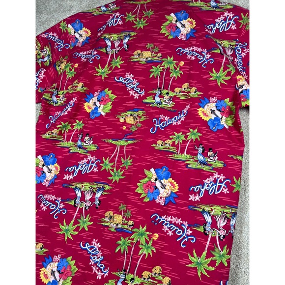 VTG 90's Sun Streak Aloha Hawaiian Shirt Floral Palm Tree Vacation Button Up - L - Picture 5 of 9